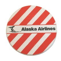 1987 Alaskan Airliines Plastic Pinback Red Striped Logo 2 1/4&quot; D Bag 2 - £7.64 GBP