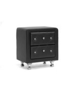 Octavia Crystal Tufted Black Upholstered Modern Nightstand, 2-Drawers - $3,858.44 MXN