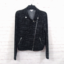 Candies Jacket Women Large Black White Space Dye Striped Long Sleeve Stretch Zip - $24.99