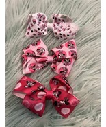 Lot Of 3 Minnie Mouse Ribbon Bows Disney Alligator Clip 3 Inch - $112.90 MXN