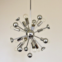 Mediados Siglo Estilo Acabado Cromado Candelabro 12 Luz Sputnik Latón Techo Luz - £312.12 GBP