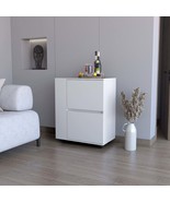 White 2-Cabinet Bar Cart: Stylish Home Bar - $194.99