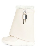 New Fashion Brand Thick Soled Leather Short Boots Round Head Lock Lock Shark Boo - £99.32 GBP