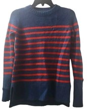 J.crew Women&#39;s Sweater Blue Red Striped Long Sleeve Crew Neck - $16.82