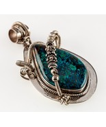 Shattuckite Handmaded Sterling Silver Pendant 70mm - $267.17 CAD