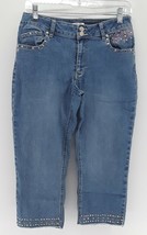 CSM -  Jean Capris, Size 8, Silver-Colored Studs &amp; Pastel-Colored Beads - £10.44 GBP