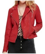 Leather Jacket Women Womens Biker Size Moto Motorcycle Soft Vintage Zip ... - $2,580.42 MXN
