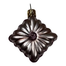 Vintage Glass Diamond Starburst Shaped Purple Flower Christmas Tree Orna... - $18.69