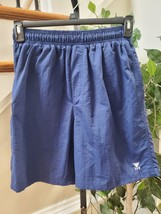 TYR Men Blue Solid 100% Nylon Pull On Drawstring Logo Print Shorts Size ... - £27.97 GBP