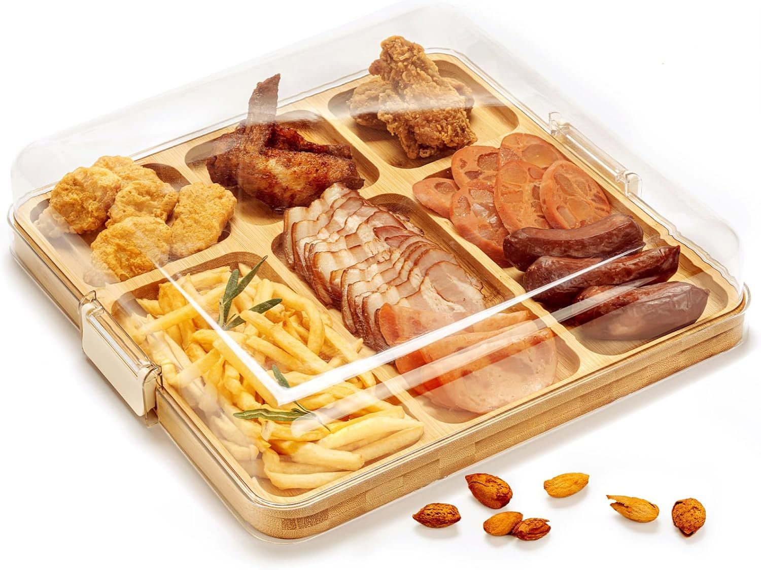 Charcuterie Boards, Bamboo Charcuterie Board With Lid, Cheese, 6 Compart... - $47.96