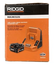 Open Box - Ridgid 18V 4.0 Ah Max Output Starter Kit With Rapid Charger AC9840 - £76.70 GBP