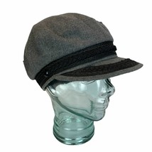 Vintage Fishermans Cap M 7 7.5 Gray Wool Embroidered Braided Hat Union Label - £18.15 GBP