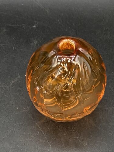 Amber Glass Small Paperweight Bud Flower Vase Art Glass Polished Base Si... - $26.72