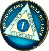 Midnight Blue AA Medallion Chip Tri-Plate Gold &amp; Nickel Plated Year 1-15... - $312.44 MXN