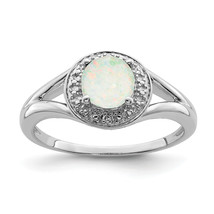 Silver  Diam. &amp; Created Opal Ring QBR11OCT - $1,404.69 MXN