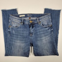 Kut From the Kloth Crop Straight Leg Womens Jeans Raw Hem Medium Wash Si... - £19.77 GBP