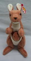 Vintage 1996 Ty Beanie Baby Pouch The Kangaroo W/ Baby 7&quot; Stuffed Animal New - £13.06 GBP