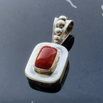 Vintage 925 Sterling Silver Red Coral Pendant - £27.18 GBP