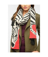 Cooperative Urban Outfitters Zebra Red Black Gray White Knit Scarf Sweat... - €12,69 EUR