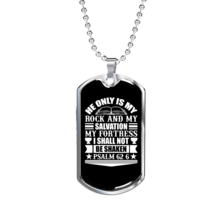 My Rock And Salvation Christian Necklace Stainless Steel or 18k Gold Dog Tag 24 - £37.84 GBP+