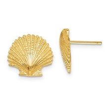 14K Gold Scallop Shell Post Earrings Jewerly - £223.63 GBP