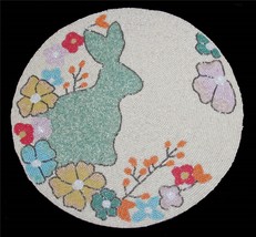Isaac Mizrahi Bunny Flowers 15&quot; Multicolor Round Beaded Charger Placemat... - $558.77 MXN