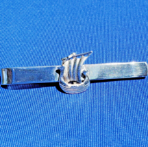 Sterling Silver 925 Viking Ship Tie Clip Bar Denmark Vintage Signed Bjerring - £138.47 GBP