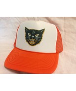 Black Cat Halloween Trucker Hat mesh hat snapback hat orange New - $21.36 CAD