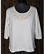 Blair Women&#39;s White Embroidered Embellished knit Pullover Top Size: 2XL - $11.99