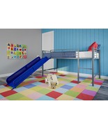 Dhp Junior Twin Metal Loft Bed With Slide, Multifunctional Design, Silve... - £228.03 GBP