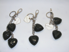 Kathy Van Zeeland NY Key Chain Fob Purse Charm Black Hearts Lot Of 3 - £13.18 GBP