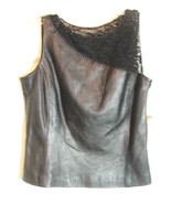 NWT Dana Buchman Leather &amp; Knitted Black Vest Side Zippers Size 6 Lined - $405.69 CAD