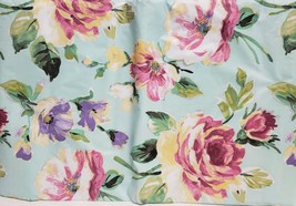 Flannel Back Vinyl Tablecloth 60&quot; Round, WATERCOLOR FLOWERS ON LIGHT BLU... - $14.84