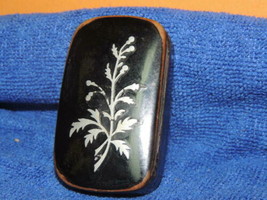 Antique Victorian 2.75&quot; Lacquered Snuff or Patch Box with Silver Metal I... - $44.99