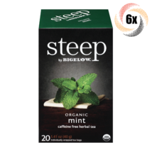 6x Boxes Steep Bigelow Organic Mint Herbal Tea | 20 Bags Each | 1.4oz - £26.63 GBP