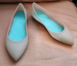 Crocs Ballet Flats Women Sz 8 Rio Shoes Blue Gray Cutout Slip On Comfort Pointed - £20.25 GBP