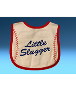 NWT - LITTLE SLUGGER Embroidered Baseball Design Bib with Reversible Gin... - £6.38 GBP