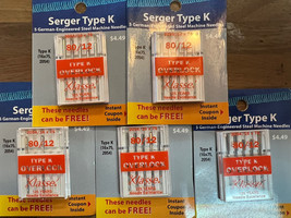Klasse Serger Type K Overlock Size 80/12 Needles 5 Packs Of Needles - £14.72 GBP