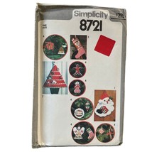 Simplicity 8721 Christmas Ornaments Stocking Card Holder Wall Hanging Pattern - £5.73 GBP