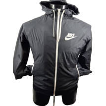 Nike Windrunner Windbreaker Black White Nike Swoosh Logo Hooded Packable Mens L - £20.33 GBP