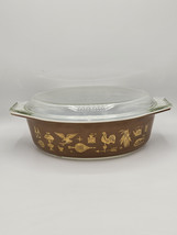 Vintage Pyrex #045 Brown Early American 2.5 Quart Casserole W/ Lid USA Made - $74.86