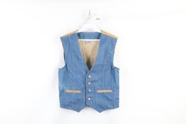 Vtg 70s Streetwear Boys Medium Distressed Corduroy Denim Jean Vest Jacke... - £34.87 GBP