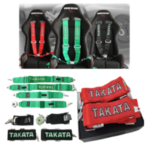 TAKATA Red Racing Seat Belt Harness 4 Point 3&quot; Snap On Camlock Universal - £76.14 GBP