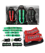 TAKATA Red Racing Seat Belt Harness 4 Point 3&quot; Snap On Camlock Universal - £75.49 GBP
