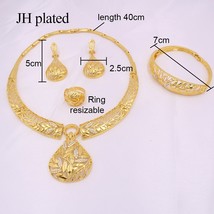 African gold bridal jewelry sets Dubai indian wedding gifts for women Arab Neckl - £21.42 GBP