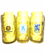 3 Lowenbrau Munich Masskrug German Beer Glasses &amp; Löwenbräu Polo Shirt - $54.01 CAD