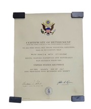 Department of the Air Force USAF Official Retirement Certificate 1970 - $8.00