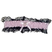Satin Leg Garter Lace Ruffle Trim Mini Bow Faux Jewel Flower Accent Pink... - $8.01