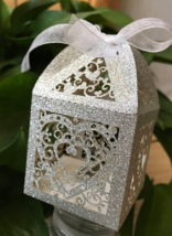 Wedding bonbonniere Favor boxes 100pcs gold laser cut candy box with ribbon - £37.87 GBP