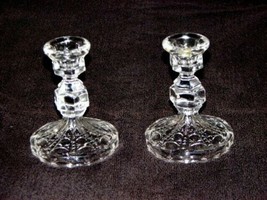 Vintage Crystal Candle Holders Set of 2 Clear Glass Tapered MADE IN USA - £10.16 GBP